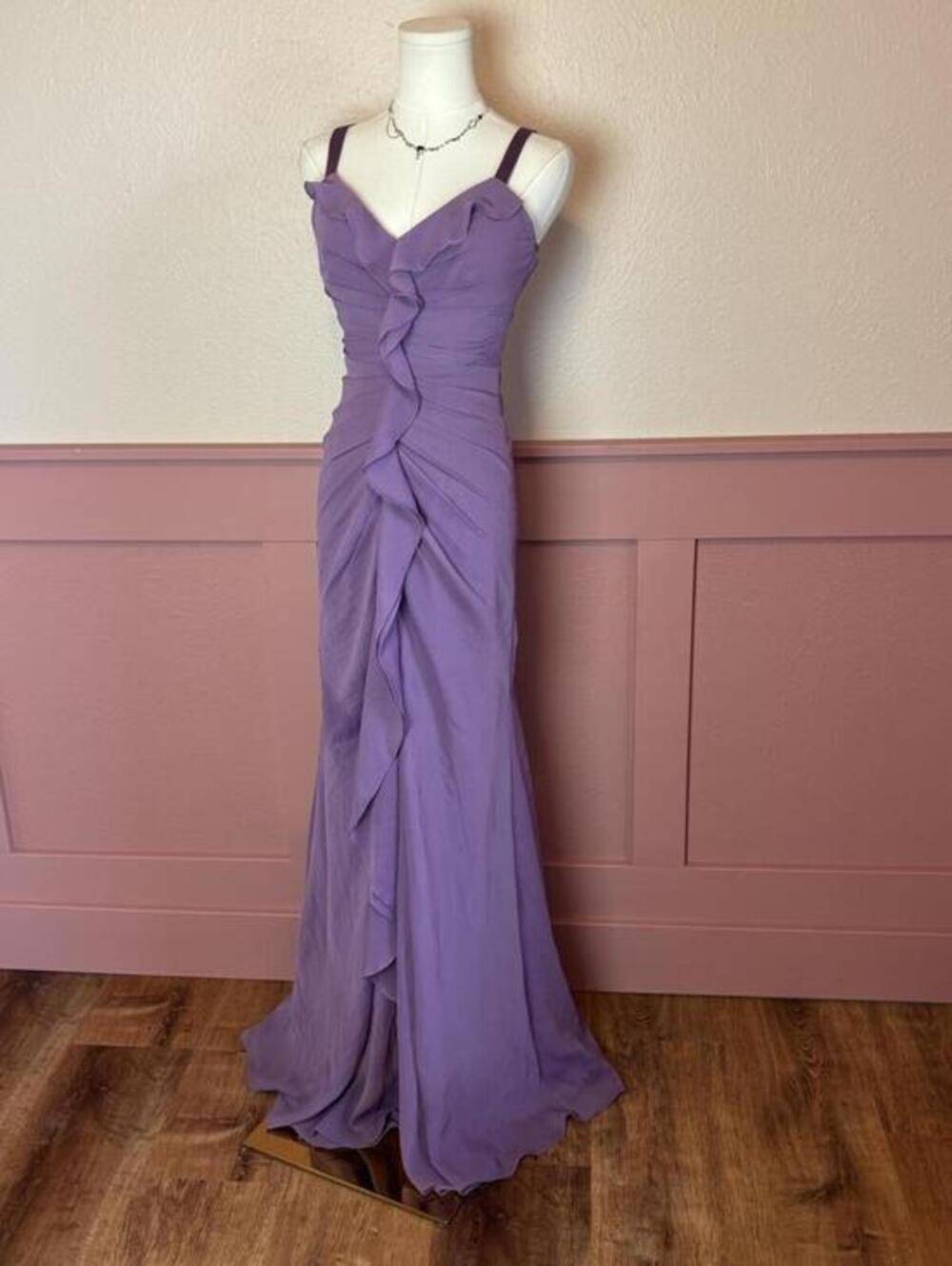 fairy ruffle purple dress white by vera wang sz 0 event formal party whimsy
